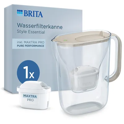 Jarra filtradora Brita Style Essential 2,4 L Arena con 4 filtros Maxtra Pro